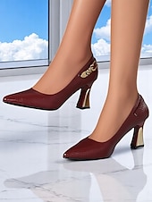 olcso Stiletto sarkú cipők-női fekete lakkbőr hegyes orrú cipők – texturált, arany lánc díszítéssel, arany sarkú cipők irodai viseletre, üzleti megbeszélésekre és hivatalos eseményekre