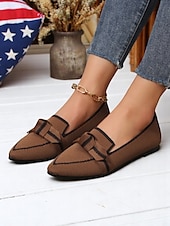 economico Ballerine da donna-scarpe basse in maglia patriottiche da donna – scarpe basse a punta con fiocco per il giorno dell&#039;indipendenza, picnic estivi e abbigliamento casual