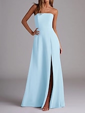 economico Abiti da damigella-Abito da damigella a trapezio, scollo a V, maniche lunghe, elegante, strascico a ruota in chiffon con pieghe e volant 2025