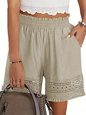 economico Pantaloncini Bermuda-Per donna Chinos Shorts Vacanza Moda Streetwear Corto Vita Alta Semplice Pizzo Tasca Fascia Elastica Comodo Morbido Confortevole Micro-elastico All&#039;aperto Streetwear Quotidiano Blu scuro Aalbicocca
