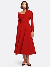 cheap Cocktail Dresses-A-Line Cocktail Dresses Formal Wedding Guest Ankle Length Long Sleeve One Shoulder Pink Dress Stretch Crepe with Shawl 2025