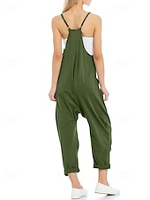 abordables combinaisons décontractées-Femmes Normal Combinaison Occasionnel Couleur Unie Sans manches Col en V Avec Poches Sortir Week-end Coupe régulière Noir Vert Claire Vert Véronèse Été