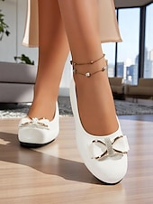 preiswerte Ballerinas für Damen-Damen-Lackleder-Schleifen mit Strass-Detail – klassische Slip-On-Schuhe für erwachsene Frauen, perfekt fürs Büro, tägliche Besorgungen, Abendessen und Feiertagstreffen
