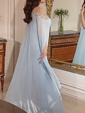 preiswerte Einfaches Kleid-Damen Maxikleid A Linie Kleid Schulterfreies Kleid Elegant Party Cocktail Party Hochzeitsgast Date Normale Passform Einfarbig Langarm Rundhalsausschnitt Schulterfrei Rosa Blau Sommer
