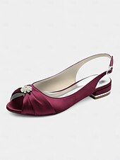 olcso Koktél-női szatén slingback esküvői magassarkúk kristálydíszítéssel - elegáns menyasszonyi slingbackek különleges alkalmakra