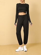 abordables Leggings unis-Femmes Taille EU / US Pantalons Amples Décontracté Quotidien Pantalon Bouddha Longueur complète Taille Moyenne Couleur Unie Fendu Respirant Confortable Micro-Élastique Yoga Tenue quotidienne Ros