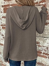 abordables Sweats à capuche-Femmes Chemisier Couleur Unie Élégant Occasionnel manche longue À capuche Hauts Réguliers Quotidien Boutons Noir Vert Véronèse bleu marine Bleu Marron Printemps Automne Hiver