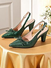 abordables Années 1950-Escarpins à bride arrière verts vintage des années 1950 pour femmes avec détail nœud – escarpins à bout pointu et talon moyen pour le bureau, les mariages et les soirées élégantes