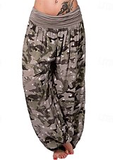 economico gamba larga e vita alta-Per donna Pantaloni Pantaloni Palazzo Moda Boho Lunghezza intera Misura del girovita medio Stampa Mimetico Elastico in vita Comodo Confortevole Micro-elastico Streetwear Abbigliamento quotidiano