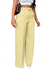 economico gamba larga e vita alta-Per donna Pantaloni Eleganti Gamba larga Streetwear Casual Lunghezza intera Naturale Semplice Tasca Elastico in vita Comodo All&#039;aperto Confortevole All&#039;aperto Vacanza Abbigliamento casual alla moda