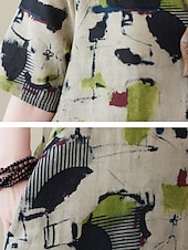 cheap Print Cotton &amp; Linen Dresses-Women&#039;s Maxi Dress Summer Dress Casual Daily Regular Fit Graphic Short Sleeve Crew Neck Gray Summer