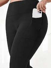 abordables Sports Grande Taille &amp; Grossesse-Femmes leggings de pilates Jambières Capri pantalon de sport Avec Poches Léger Pilates Salle de sport Course Leggings Capri Couleur Unie Gris foncé Noir Vert Véronèse Grande taille Des sports Tenues