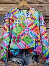 ieftine Magazin grafic Sweatshirts &amp; Hanorace-Pentru femei Hanorac pulover Floral Grafic Geometric Casual Manșon Lung Stil Nautic Topuri obișnuite Casă Stradă Zilnice Imprimeu Galben Albastru piscină Mov Portocaliu Maro Vară Primăvară Toamn