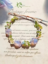 economico Bracciale da donna-Bracciale da donna fatto a mano con pietre preziose floreali – perline di cristallo naturale, stile boho regolabile, ideale per abbigliamento casual, regali e outfit ispirati alla natura