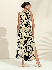 abordables Robes décontractées-Femmes Robe Décontractée Robe Ample Noir Blanche Sans manches Motif Floral Imprimé Ample Printemps &amp; Été Tour Décontracté Quotidien Occasionnel Vacances S M L