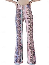 billige -Dame Leggings Årgang Etnisk stil Full lengde Høy Midje Paisly Printer comfy Myk Bekvem Mikroelastisk utendørs Gate Svart Hvit Rosa Blå Sommer Vår Høst Slank Fasong