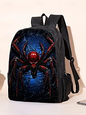 billiga Grafiska tryckväskor-Herrryggsäck med stor kapacitet och spindelmönster i dubbelskiktsdesign – cool grafisk skolväska för tonåringar och utomhusresor
