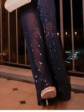 economico pantaloni da donna da festa-Per donna Gamba larga Moda Streetwear Lunghezza intera Naturale Semplice Metallico Lucido Comodo All&#039;aperto Confortevole All&#039;aperto Feste Argento Nero Rosa Blu Autunno Vestibilità regolare