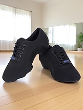 voordelige Danssneakers-Zwarte veterschoenen voor dames - ademende, lichtgewicht jazz- en fitnessschoenen voor latin- en ballroomtraining