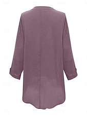 voordelige Overhemden-Dames Katoenen linnen overhemden Bloemig Basic Casual Lange mouw Overhemdkraag Normale tops Dagelijks Afdrukken Blozend Roze Marineblauw Fuchsia Groen Zomer Herfst