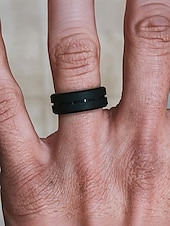 economico Gioielli da uomo-fede nuziale in silicone da uomo con design a doppia scanalatura – elastico leggero da 8 mm per stili di vita attivi, allenamenti in palestra e sport all&#039;aria aperta