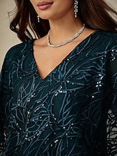 preiswerte Einfaches Kleid-A-Linie Brautmutterkleid Elegant V Ausschnitt Knielang Spitze Halbarm mit Spitze Einfarbig 2025