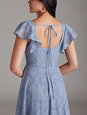 billiga Brudtärneklänningar-A-linje Bridesmaid Klänning Scoophals Ärmlös Elegant Golvlängd Chiffon med Volanger  Delad Framsida