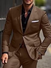 abordables Trajes formales-De los hombres Boda Trajes Muesca Negro Burdeos Negocios Formal Color sólido A Medida Juego de 2 piezas Recto 2 botones