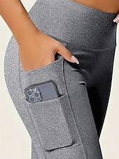 baratos Leggings lisas-Mulheres Leggings Shorts Abotoado Roupa de rua Casual Mimolet Cintura Alta Tecido Cintura elástica Respirabilidade Com Stretch Férias Esportes Roupa Diária Vinho Preto Azul Marinha Cinzento Claro