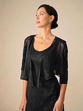 billige Dressy topper-Dame Trekker på skuldrene Helfarge Elegant Stilfull Fritid 3/4 ermer Asymmetrisk Crop Tops Bryllupsgjest Strandbryllup Salvie Grøn Svart Hvit Rosa Rød Sommer Vår Høst