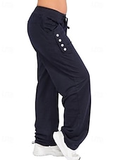 billige Straight-Leg Bukser-Dame Bukser Gatemote Fritid Full lengde Naturlig عادي Lomme Elastisk snordesign comfy Utendørs Bekvem utendørs Feriereise Ferie Mørkegrå Svart Mørk Marineblå lysegrå Høst Normal