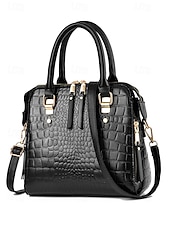 levne Kabelky a tote tašky-Dámská kabelka z umělé kůže s krokodýlím vzorem a střapcovým přívěskem – elegantní horní ucho a crossbody kabelka do práce, na nákupy i na každodenní výlety