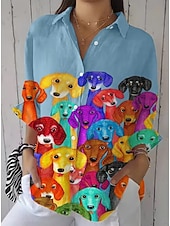 Γυναικεία Μπλουζάκι Κουμπί Κάτω Τουνίκ Shirt Γιακάς Μακρύ Μανίκι Ombre Σκύλος Ενεργό Γλυκό Καθημερινά Κανονικά Μπλουζάκια Εργασίας Εκτύπωση Μαύρο Άσπρο Ροζ Μπλε Πράσινο Άνοιξη Φθινόπωρο Χαμηλού Κόστους Ζώα Κορυφές-Γυναικεία Μπλουζάκι Κουμπί Κάτω Τουνίκ Shirt Γιακάς Μακρύ Μανίκι Ombre Σκύλος Ενεργό Γλυκό Καθημερινά Κανονικά Μπλουζάκια Εργασίας Εκτύπωση Μαύρο Άσπρο Ροζ Μπλε Πράσινο Άνοιξη Φθινόπωρο