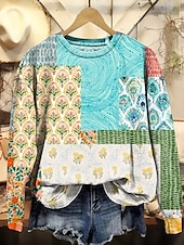 olcso Boho felsők-Női Pulóver pulóver Grafika Paisley Meleg Szüret Nyugati Hosszú ujj Terített nyak Normál felsők Utca Hétköznapi Szabadság Nyomtatott Arcpír rózsaszín Rubin Medence Fukszia Lóhere Tavasz Ősz Tél