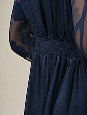 billige Arbeidskjoler-Dame Mini kjole Vintage kjole Uformell kjole Årgang Fritid Formelt Formell Jul Fest Normal Langermet V-hals Blå Høst Vinter