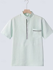 cheap Men's Classic Polo-Men's Polo Shirts Golf Shirt Outdoor Daily Wear Banded Collar Short Sleeve Fashion Hawaiian Stripe Pocket Summer Regular Fit Black Blue Sky Blue Green Apricot Polo Shirts