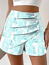 cheap Graphic Shorts-Women&#039;s Chinos Shorts Vacation Vintage Ethnic Style Short Medium Waist Pleated Vacation Street Daily Pinky Amethyst Robin&#039;s Egg Blue Green Summer Spring Regular Fit