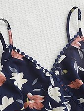 abordables Robes fleuries décontractées-Femmes Mini Robe Robe Fleurie Robe d&#039;été Robe Nuisette Robe Imprimée Classique Moderne Vacances Sortir Week-end Coupe régulière Fleur Sans manches Bretelles spaghetti Noir Bleu de minuit Été