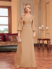 abordables VERT-Ligne A Robes de Quinceanera Élégant Robe Formel Mariage Longueur au sol manche longue Col en V Satin avec Perlage 2025
