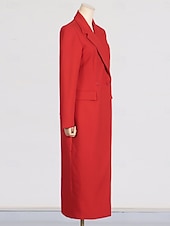 cheap Floor Length-Blazer Dress Mother of the Bride Dress Tuxedo Dress Elegant Shirt Collar Ankle Length Polyester Long Sleeve with Solid Color
