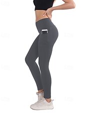 cheap Sports Plus Size &amp; Pregnancy-Women's pilates leggings Capri Leggings Sports Pants Pockets Lightweight Pilates Gym Running Pants Solid Color Navy Black Pink Plus Size Sports Activewear Micro-elastic
