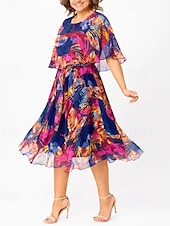 ieftine Rochii din chiffon-Pentru femei Rochie Lunga Rochie Maxi Rochie casual Rochie de Cocktail Rochie pentru invitata de nunta Rochii din Șifon Elegant Modă În aer liber Concediu Dată Fit regulat Floare Manșon scurt Stil