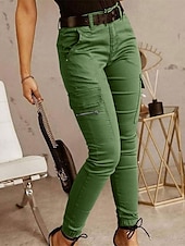 cheap Women&#039;s Cargo Pants-Women&#039;s Cargo Pants Pants Trousers Fashion Streetwear Full Length Natural Solid Colored Pocket Comfortable Micro-elastic Sports &amp; Outdoor Daily Wear Dark Brown Black Light Green Army Green Spring Fall