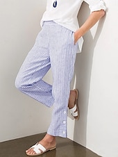 economico Pantaloni-Per donna Chinos Vacanza Casual Lunghezza intera Vita Alta A righe Tasca Fascia Elastica Stampa Comodo Morbido Confortevole Micro-elastico All&#039;aperto Streetwear Esercito verde Nero Rosa Blu Estate