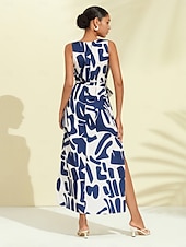 abordables Robes décontractées-Femmes Robe Décontractée Robe Ample Noir Blanche Sans manches Motif Floral Imprimé Ample Printemps &amp; Été Tour Décontracté Quotidien Occasionnel Vacances S M L