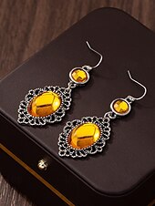 abordables Boucle d&amp;#39;oreille pour femme-Boucles d&#039;oreilles pendantes gothiques vintage pour femmes avec pierre précieuse rouge, design pendant en filigrane d&#039;argent antique pour fête d&#039;Halloween et cosplay