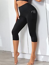 olcso Sima leggings-Női Capri nadrágok Nadrág Leggingek Alkalmi Borjú-hossz Természetes Sima Zseb Rugalmas derék Szabadtéri Kényelmes Vakáció Alkalmi lilásvörös Haditengerészet Fekete Katonai zöld Nyár Normál