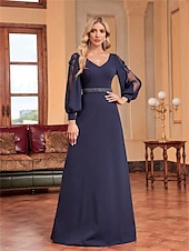 abordables VERT-Ligne A Robes de Quinceanera Élégant Robe Formel Mariage Longueur au sol manche longue Col en V Satin avec Perlage 2025