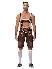 זול גברים-Oktoberfest לדרהוזן בוואריה German כרי דשא בגדי ריקוד גברים בד בסגנון מסורתי מכנסיים קצרים