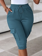 Dam Cargo-shorts Capribyxor Mode Streetwear Vadlängd Naturlig Solid färg Ficka Elastisk midja Bekväm Microelastisk Sport & Utomhus Dagliga kläder Vin Svart Rodnande Rosa Armégrön Sommar Vår Normal billiga lastbyxor för kvinnor-Dam Cargo-shorts Capribyxor Mode Streetwear Vadlängd Naturlig Solid färg Ficka Elastisk midja Bekväm Microelastisk Sport & Utomhus Dagliga kläder Vin Svart Rodnande Rosa Armégrön Sommar Vår Normal